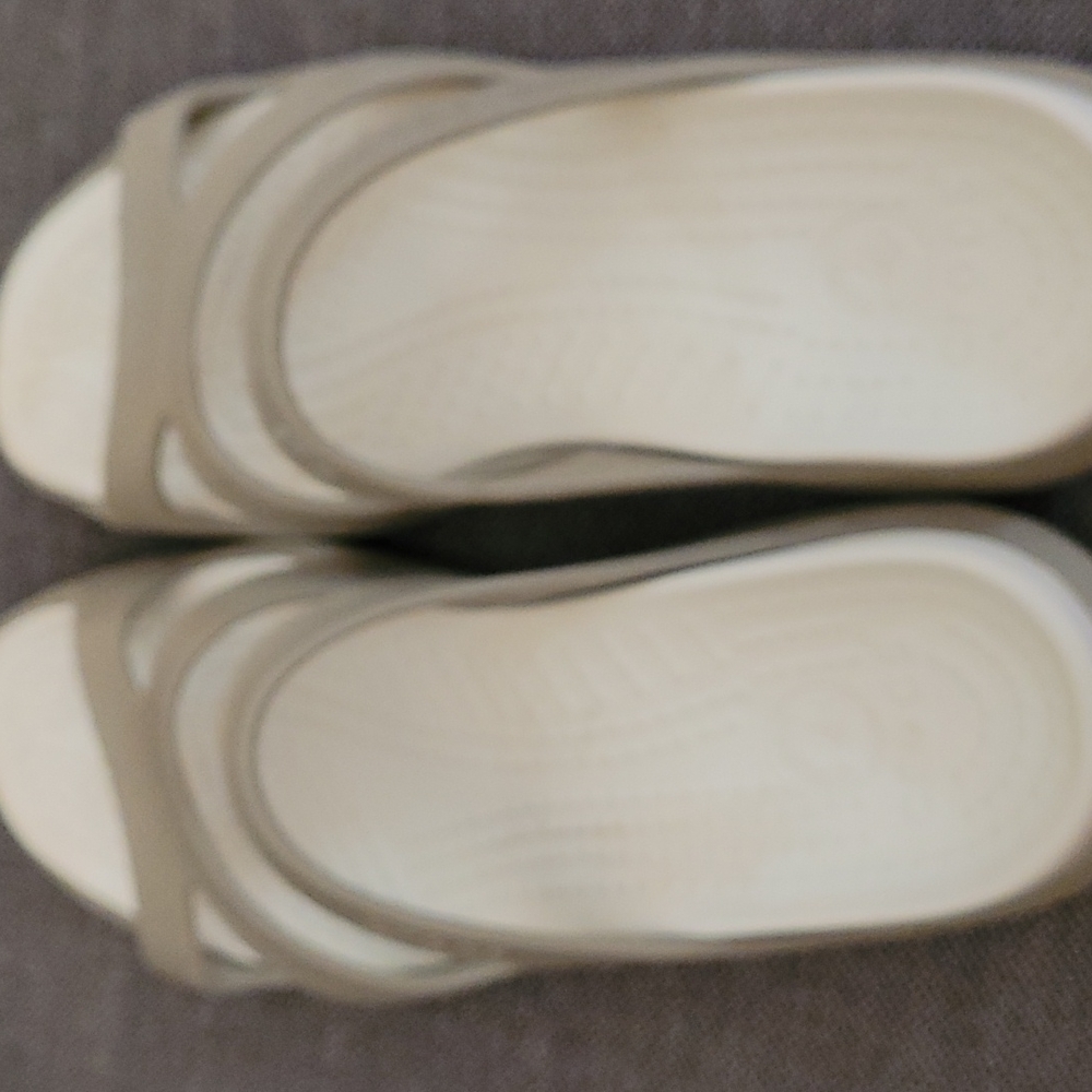 Crocs size 9 sandals taupe